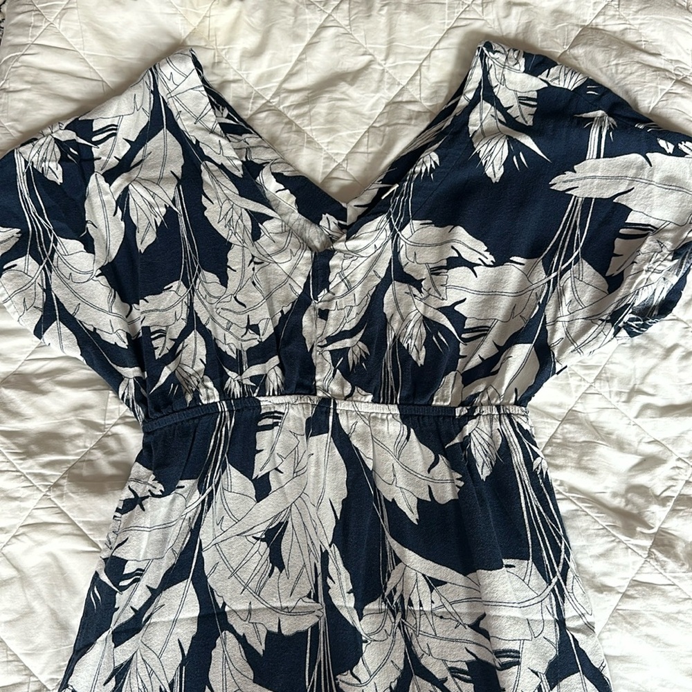 Navy Blue Aloha Print Roxy High-Low Dress (XS)